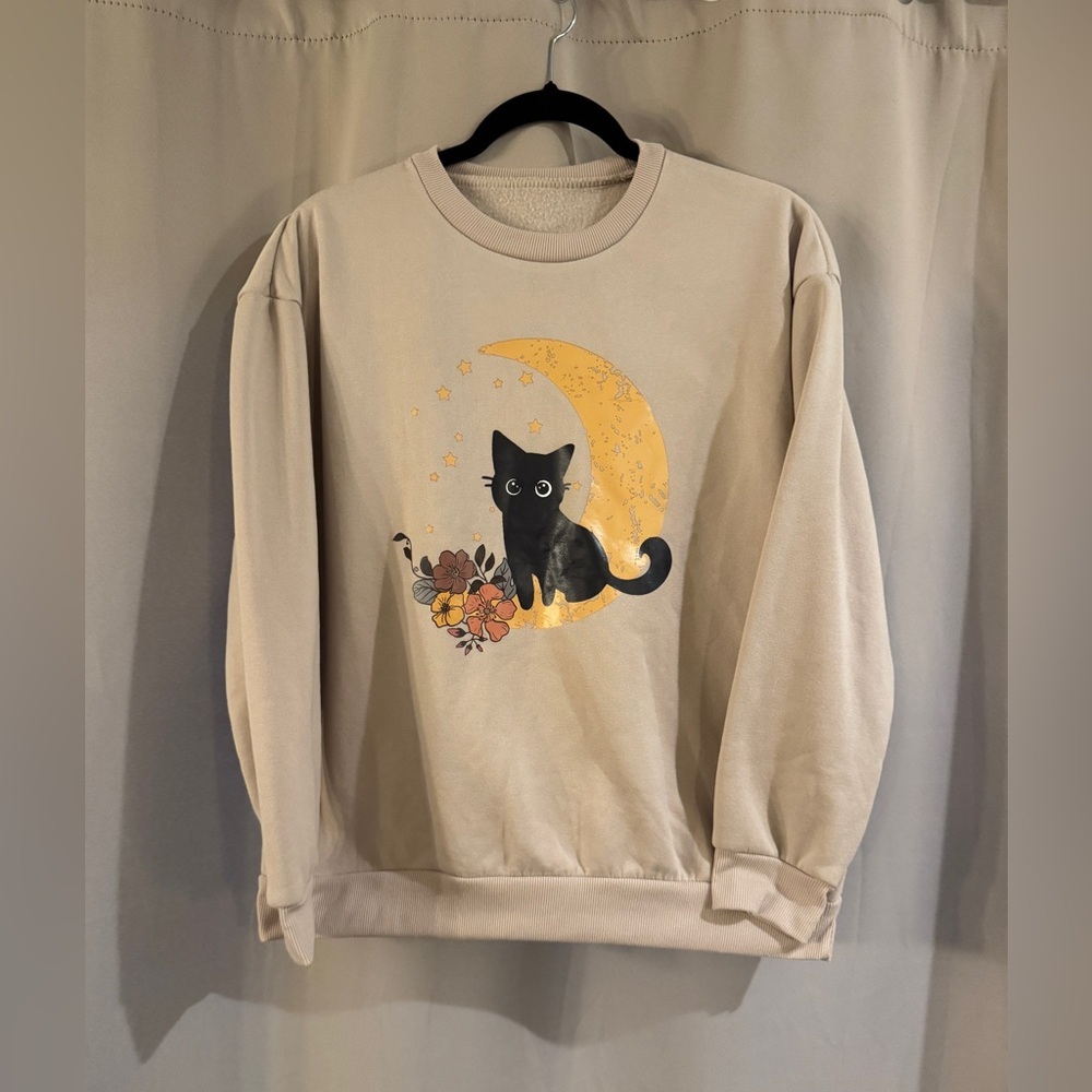 Cozy SHEIN Beige Cat Sweatshirt